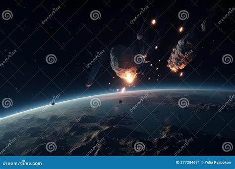 Meteors Hit Earth. Generate Ai Stock Illustration - Illustration of comet, meteors: 277284671