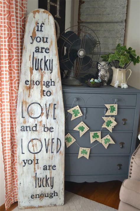 DIY Wood Sign Made From A Repurposed Antique Ironing Board.