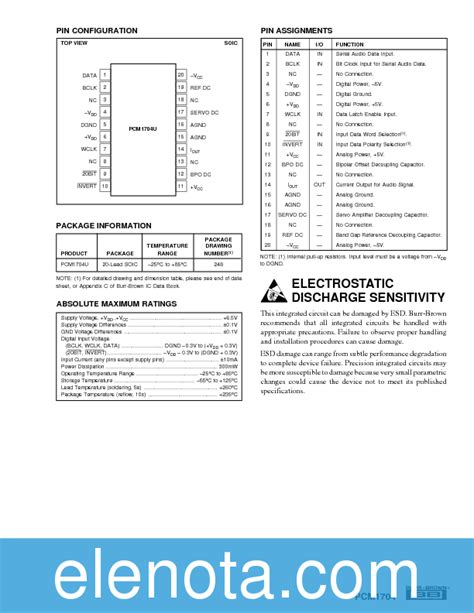 Pcm Datasheet Pdf Kb Burr Brown Pobierz Z Elenota Pl