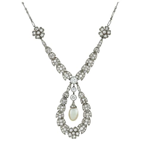 Antique Edwardian Drop Shaped Diamond Necklace For Sale At Stdibs