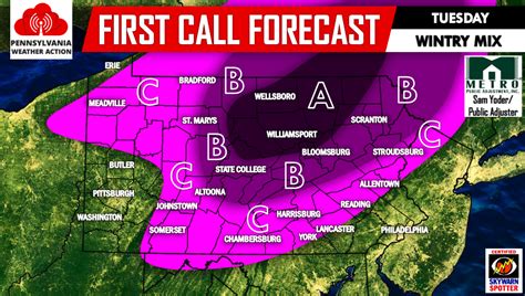 First Call For Tuesday's Wintry Mix - PA Weather Action