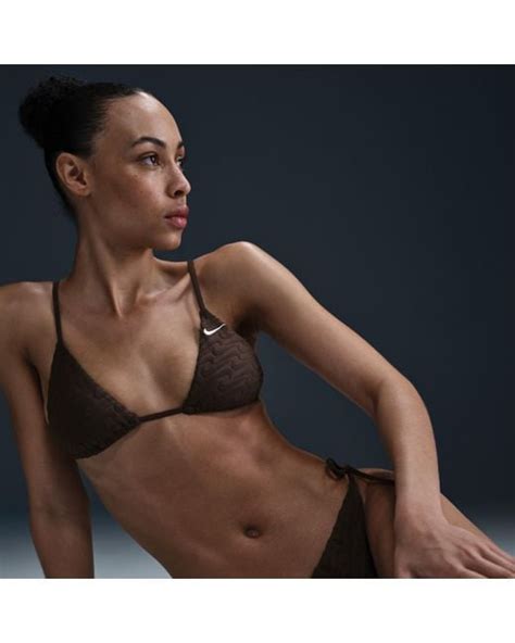 Nike Swim Swoosh Link Terry Triangle Bikini Top In Blue Lyst