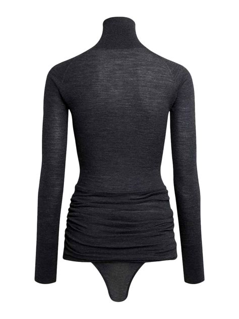 Alaïa Draped Knitted Bodysuit In Nude Neutrals ModeSens