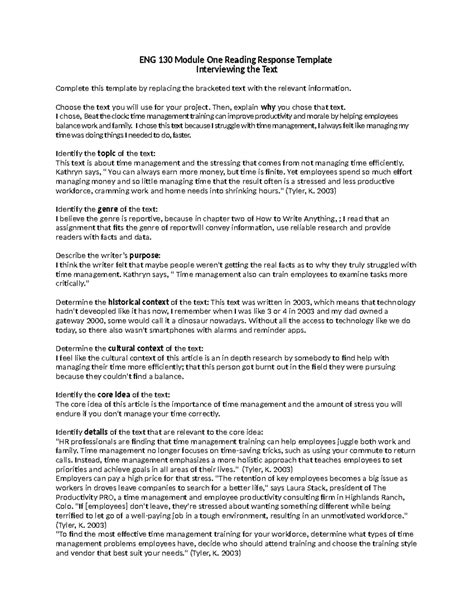 ENG 130 Module One Reading Response 01 ENG 130 Module One Reading