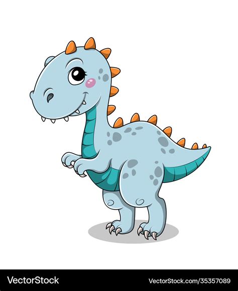 Funny Cartoon Baby Tyrannosaurus Dinosaur Vector Image