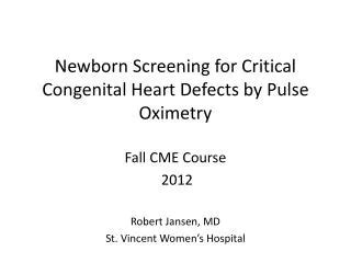 Ppt Screening For Critical Congenital Heart Disease Using Pulse