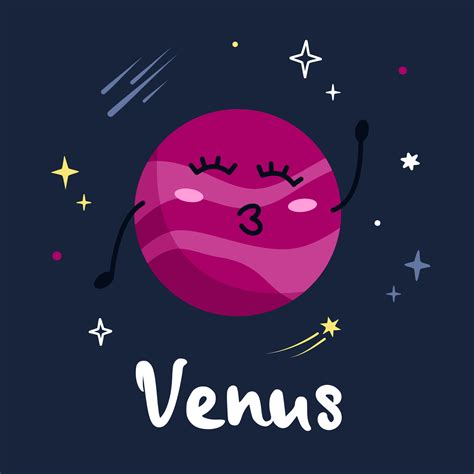 Cute Cartoon Planet Character Venus With Funny Face Poster Solar