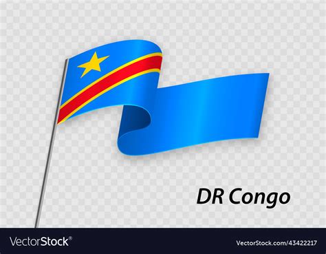 Waving Flag Of Dr Congo On Flagpole Template Vector Image