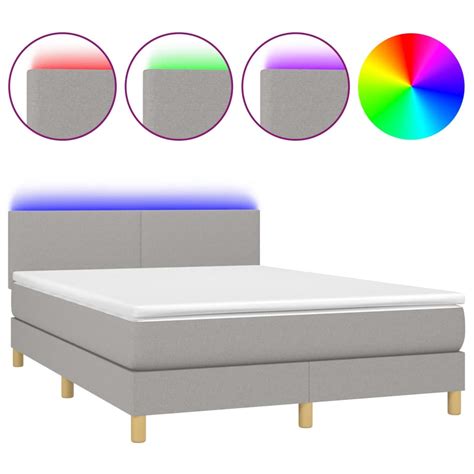 Lits Cadres De Lit Sommier Tapissier Et Matelas Et Led Gris Clair