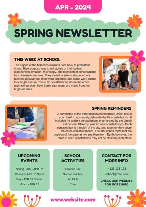 Design online this Hand-drawn Floral School Spring Newsletter template