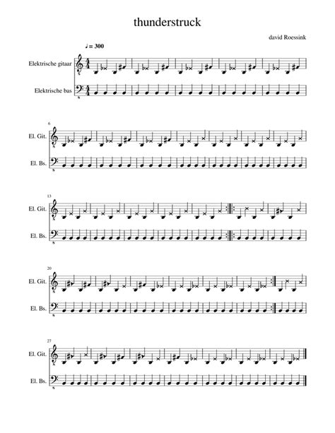 Thunderstruck guitar Sheet music for Guitar, Bass | Download free in ...