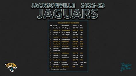 2022-2023 Jacksonville Jaguars Wallpaper Schedule