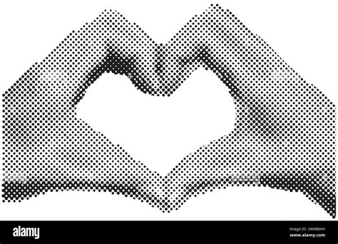 Collage Banner With Halftone Effect Hands Showing Heart Gesture