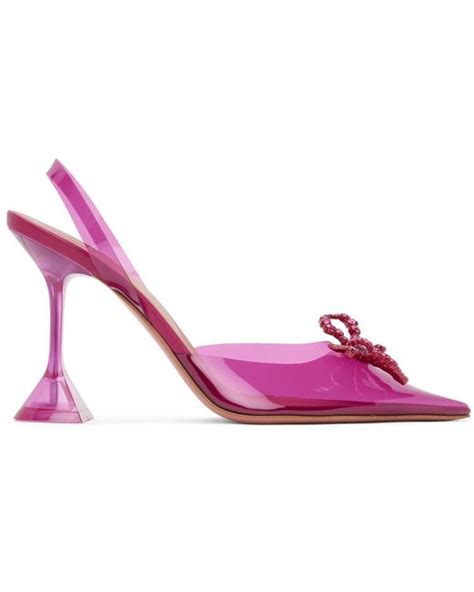 AMINA MUADDI Pink Rosie Glass Sling Heels In Purple Lyst UK