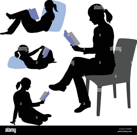 Woman Reading Book Silhouettes Vector Stock Vector Image And Art Alamy