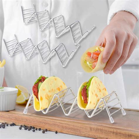 Kalevel Stainless Steel Taco Holders Taco Shell Stands Metal Taco Rack ...