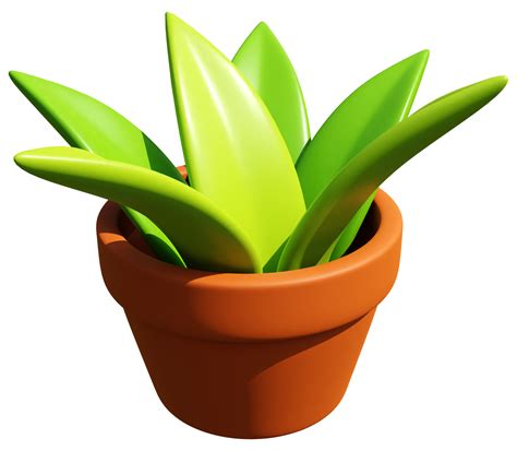 3D Rendering Plant Pot With Leaves Icon Illustration 3D Object Sign