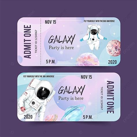 Galaxy Ticket Design With Astronaut Template Download on Pngtree