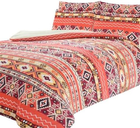 Olivia Rocco Aztec Teddy Fleece Duvet Cover Set With Pillow Cases Quilt