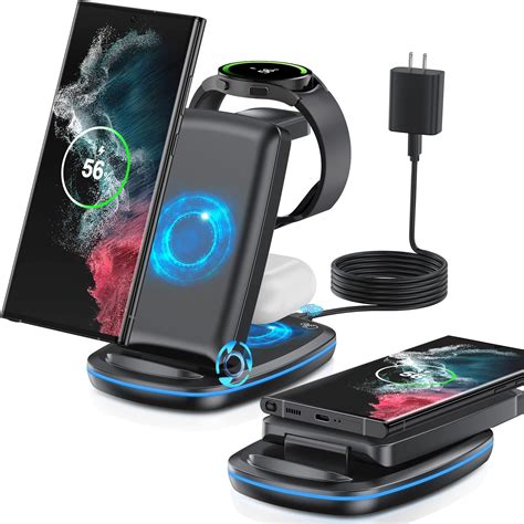 Wireless Charger 3 In 1 Foldable Fast Charging Station Compatible With Samsung