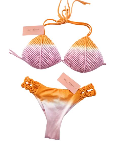 Bikini Degradado Naranja Rosa Makadamia Swimwear