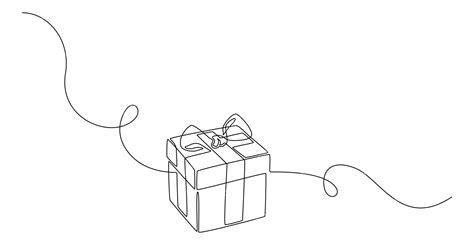 Premium Vector | One continuous line drawing of christmas present box ...