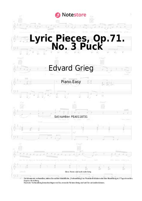 Edvard Grieg Lyric Pieces Op No Puck Noten F R Piano