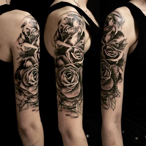 Graphic Roses On Shoulder Tattoo Best Tattoo Ideas Gallery