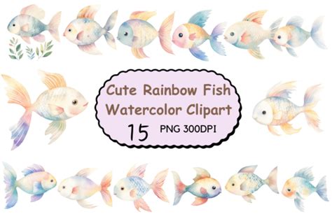 Rainbow Fish Watercolor Clipart Graphic by ClipartDesign · Creative Fabrica