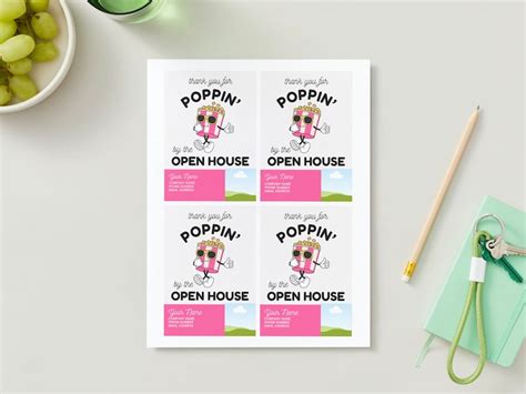 Open House Popcorn Gift Tag For Real Estate Agents Thanks For Poppin