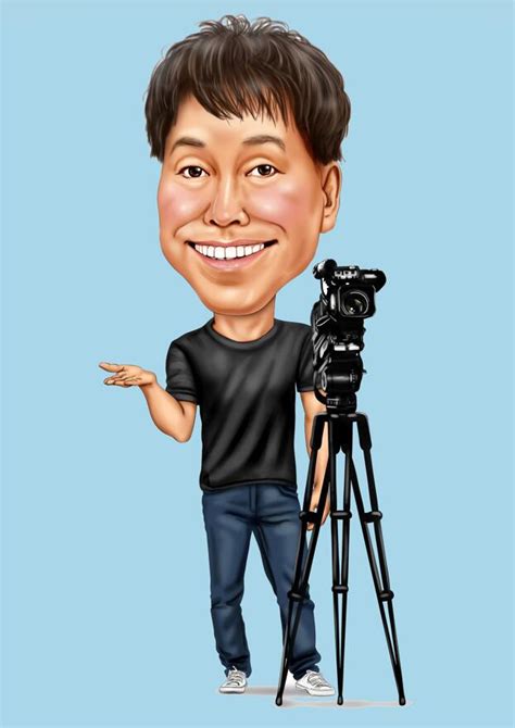 Photographer Caricature Full Body Digital Style