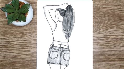 Easy Way To Draw Girl Backside Jeans And Top Pencil Drawing Tutorial