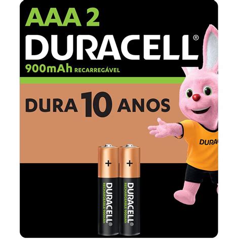 Pilha recarregável Duracell AAA 900mah