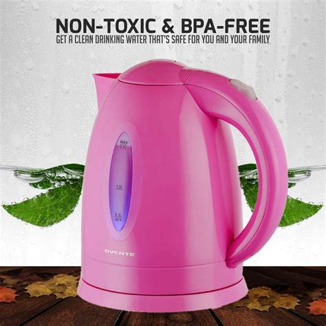 Ovente Cup Bpa Free Plastic Pink Electric Kettle Kp P The Home Depot