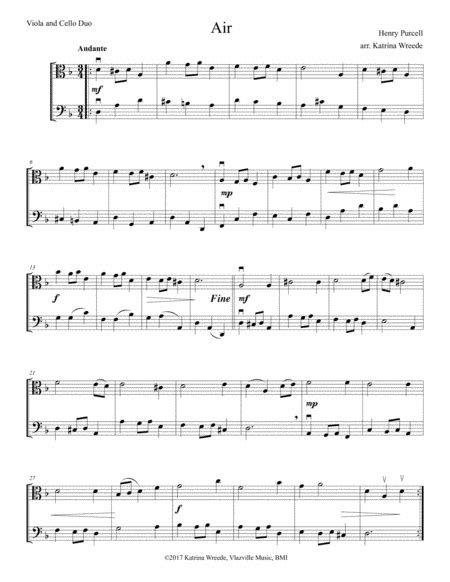 Purcell Air For Viola And Cello Arr Katrina Wreede Sheet Music