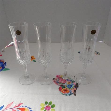 Longchamp Crystal Champagne Flutes Set Of Dining Vintage