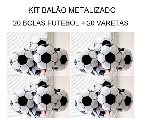 20 Balão Metalizado Futebol Bola De Futebol 45cm Varetas MercadoLivre