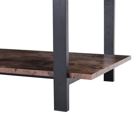 2 Tier Wooden Industrial Style Coffee Table with Storage Shelf – Home ...