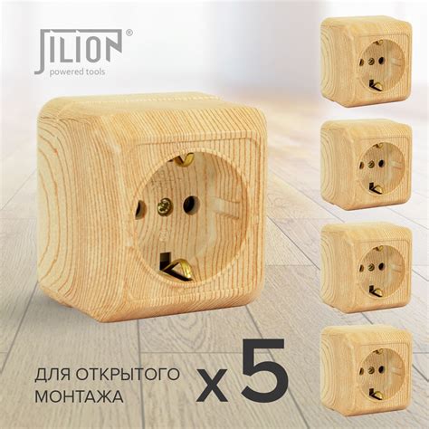 Розетка накладная одинарная с заземлением Jilion, 5 шт дуб - купить по ...
