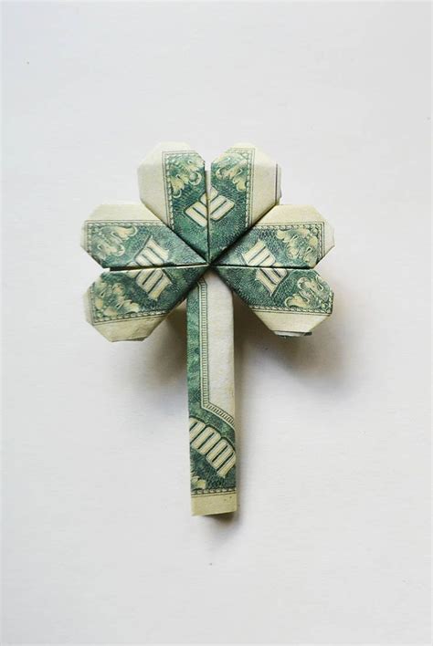 Money Shamrock Origami Dollar Clover Tutorial DIY Folded No glue ...