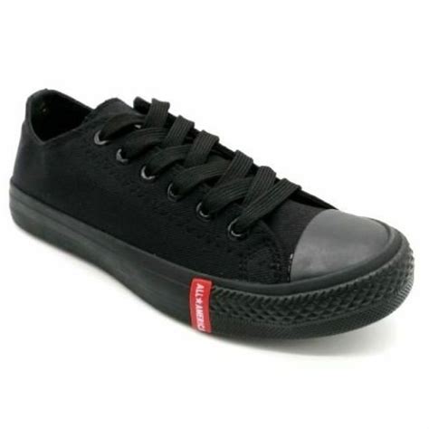 All America 3323 Canvas Secondary School Shoeskasut Kain Hitam