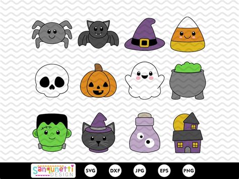 Cute Halloween Clipart, Cute Halloween SVG Bundle, Printable Halloween ...