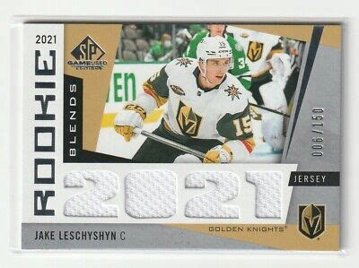 Jake Leschyshyn Sp Game Used Rookie Blends Jersey Mem