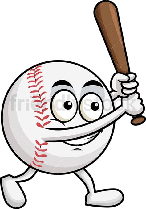 Baseball Cartoon Swinging Baseball Bat Clipart - FriendlyStock