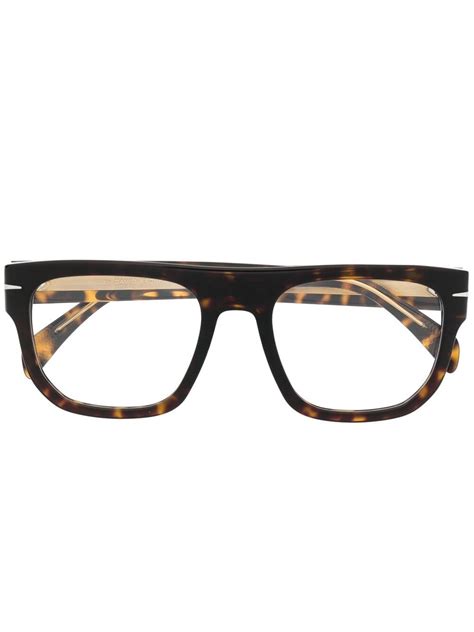 Eyewear By David Beckham Rectangular Frame Tortoise Shell Glasses