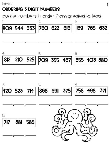 Ordering 3 Digit Numbers Worksheets Ocean Theme Number Worksheets Ordering Numbers Worksheets