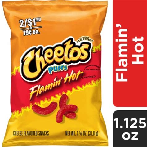 Cheetos Puffs Cheese Flavored Snacks Flamin Hot 1 18 Oz 1125 Oz