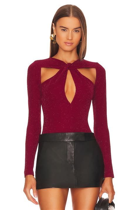 Michael Costello X Revolve Suki Bodysuit In Dark Red Revolve