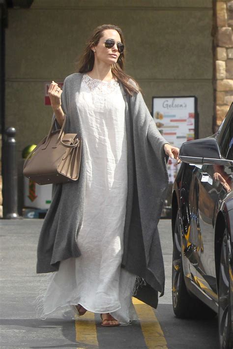 Angelina Jolie In Maxi White Dress At Gelsons Market 21 Gotceleb