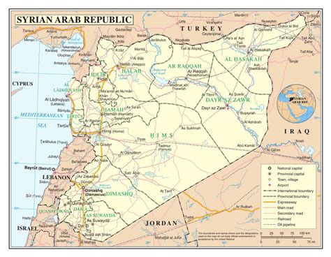 Large detailed political and administrative map of Syria with roads ...